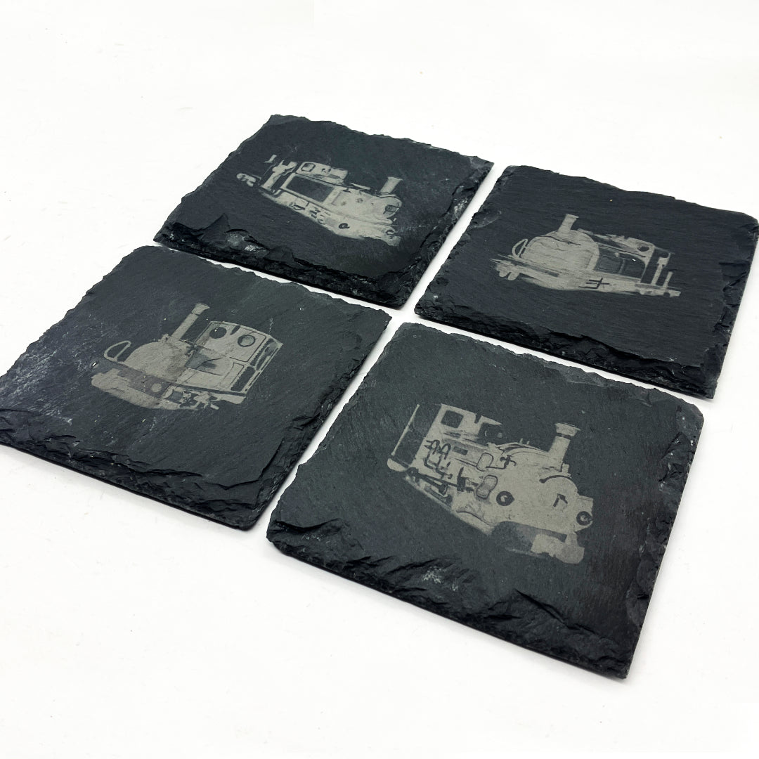 Narrow Gauge Locomotives - Slate Coaster Set