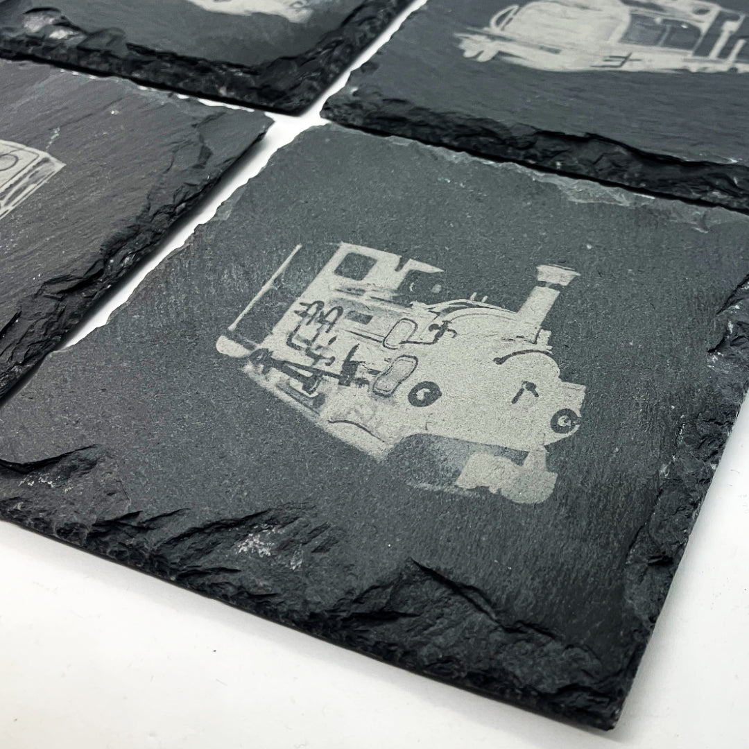 Narrow Gauge Locomotives - Slate Coaster Set