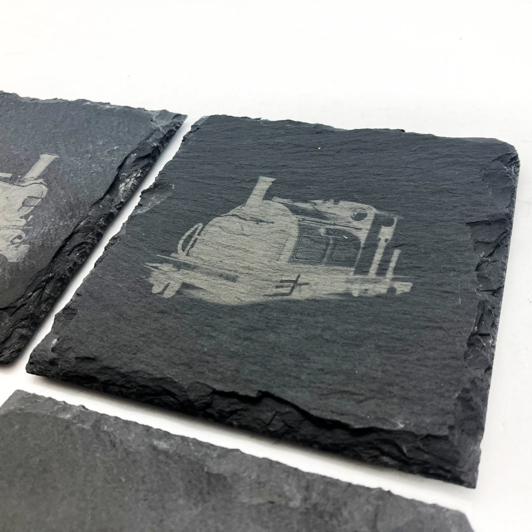Narrow Gauge Locomotives - Slate Coaster Set
